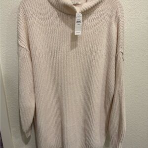 American Eagle Outfitters Soft Cream Mockneck Sweater Dress